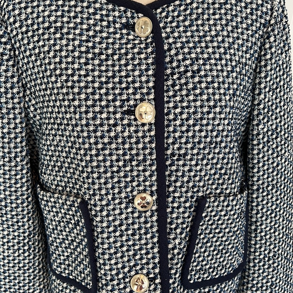 kate spade Black and White Tweed Button Front Jacket - Picture 2 of 5